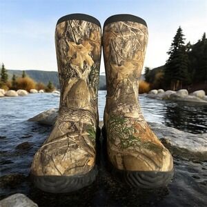 Magellan Youth Kids Camo Waterproof Mud Rain Boots Size 2 Outdoors Hunting